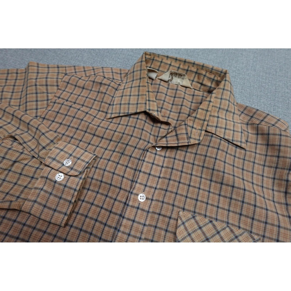 Vintage Levi's Panatela Shirt Mens Large Beige Plaid Button Up 70s Western Retro